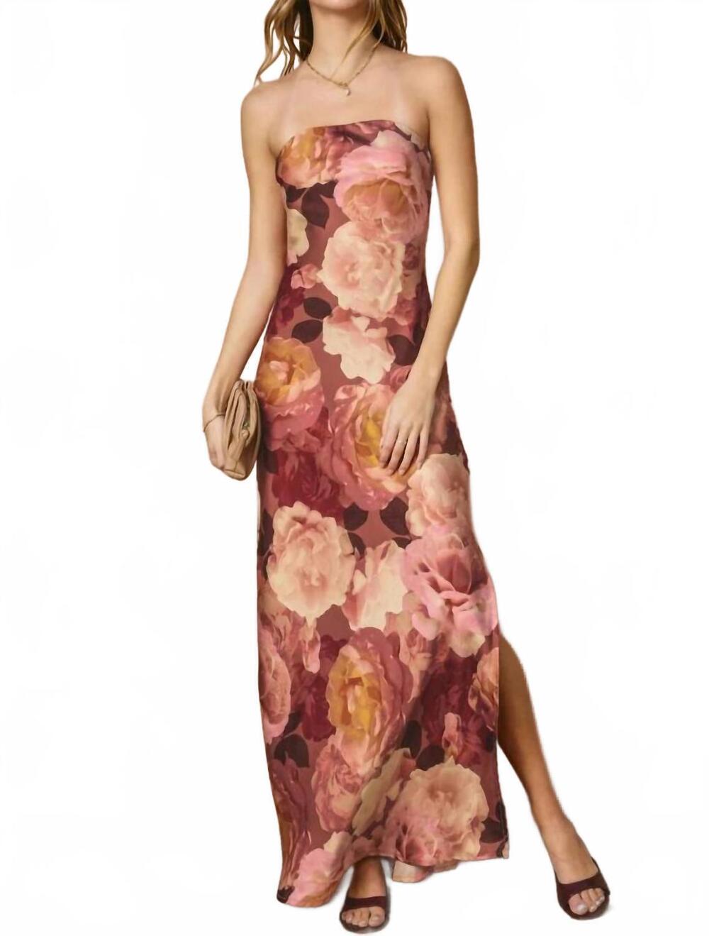 NEW DRESS FORUM women's romantic floral maxi dress in pink
